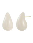 Donna Drop Enamel Earring Ivory Gold Bud To Rose