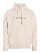 Textured Embroidery Logo Hoodie Cream Calvin Klein