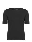 Rwnanna 2/4 Boatneck T-Shirt Black Rosemunde