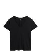 Studios Slub Emb Vee Tee Black Superdry