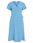 Vilovie S/S Wrap Midi Dress - Noos Blue Vila