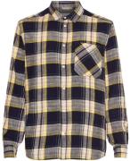 Knowledge Cotton Apparel Loose Checked Shirt Blue Stripe