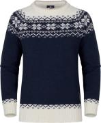 Gridarmor Women’s Snøkrystall Round Neck Ullgenser Navy Blue/Beige/Whi...