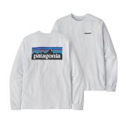 Patagonia Men's Longsleeve P-6 Logo Responsibili-Tee White