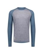 Mons Royale Men's Temple Tech LS Grey Heather / Goblin Blue