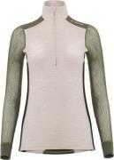 Aclima Women's WoolNet Hybrid Mock Neck Beige Melange/tarmac/jet Black