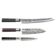 Satake Kuro knivset 3 delar (brödsåg, petty, santoku)