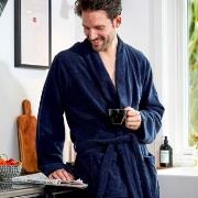 Topeco Mens Terry Bathrobe Marin bomull L/XL Herr