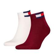 Tommy Men Uni Flag Quarter Sock Strumpor 2P Vit/Röd Strl 39/42