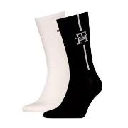 Tommy Hilfiger Strumpor 2P Monogram Sock Svart/Vit Strl 39/42 Herr