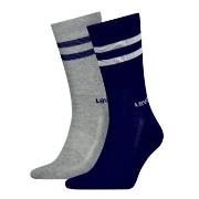 Levis Strumpor 2P Regular Cut Stripe Socks Marin/Grå Strl 39/42