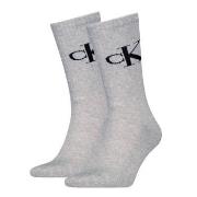 Calvin Klein Strumpor 2P Monogram Crew Socks Grå Strl 39/42 Herr