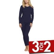 Damella Bamboo Plain Long Pyjamas Set Marin Bambu Small Dam