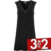 Damella Bamboo With Lace Nightdress Svart Bambu Small Dam