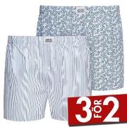 Jockey Kalsonger 2P Woven Boxer Shorts Blå/Vit bomull Small Herr