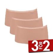 Sloggi Trosor 3P GO Crush Hipster Shorts Ljusbrun bomull Small Dam