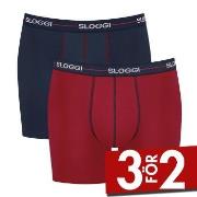 Sloggi Kalsonger 2P Men Start Short C2P Marin/Röd  bomull Small Herr