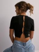 Only - Crop tops - Black - Onlrene S/S Open Back Heart Top Jrs - Toppa...