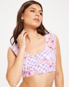 Only - Blommig - Onlmadeline S/S Open Back Crop Top