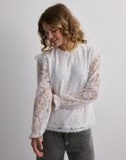 Pieces - Vit - Pcolline Ls Lace Top Noos