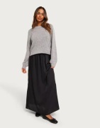 Only - Svart - Onlsuzette Ankel Long Satin Skirt W