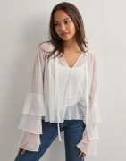 Nelly - Vit - Frill Mesh Blouse