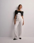 Nelly - Vit - Low Waist Linen Flare Pants