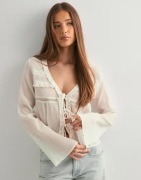 Nelly - Vit - Lace Insert Blouse