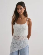 Pieces - Vit - Pcariana Sl Asymmetric Lace Top D2D