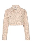 Short Jacket - Swirl Check Print Jeansjacka Denimjacka Beige Barbara K...