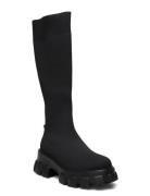 Biaprima Knee High Sock Boot Knit Höga Stövlar Black Bianco