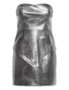 Embossed Pu Mini Dress Kort Klänning Silver ROTATE Birger Christensen