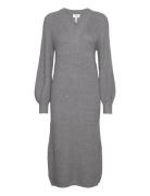 Objmalena L/S Knit Dress Noos Maxiklänning Festklänning Grey Object