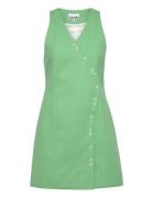 Cotton Suiting Mini Dress Kort Klänning Green Ganni