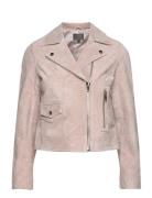 Andrea Suede Biker Läderjacka Skinnjacka Beige Jofama