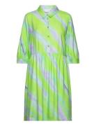 Dress In Faded Stripe Print Kort Klänning Green Coster Copenhagen