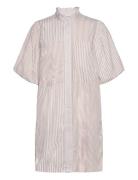 Tiffany Stripe Dress Kort Klänning Beige A-View