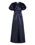 Visittas V-Neck S/S Maxi Dress - Noos Maxiklänning Festklänning Navy V...