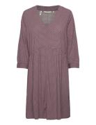 Feminine V-Neck Dress Kort Klänning Burgundy Tom Tailor