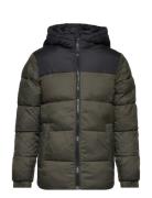 Jjetoby Puffer Hood Sn Jnr Fodrad Jacka Khaki Green Jack & J S