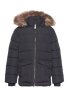 Jacket W. Fake Fur - Long Fodrad Jacka Black Color Kids