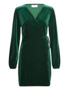 Vila Vikatja L/S Short Velvet Wrap Dress/Ka Grön