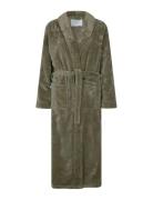 Long Fleece Robe Morgonrock Green Rosemunde