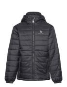 Uspa Hooded Quilted Jacket Fodrad Jacka Black U.S. Polo Assn.