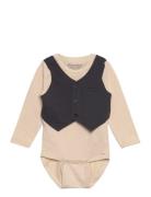 Body Ls Bodies Long-sleeved Beige Minymo