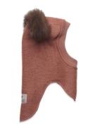 Balaclava W. Alpaca Pompoms Accessories Headwear Balaclava Pink Huttel...