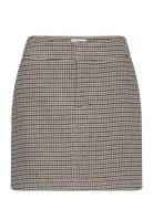 Skirt Tuva Check Kort Kjol Brown Lindex