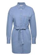 Tjw Belted Denim Shirt Dress Ext Kort Klänning Blue Tommy Jeans