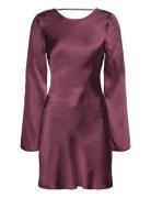 Satin Mini Dress Kort Klänning Burgundy Gina Tricot