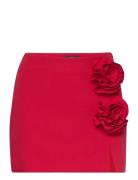 Mini-Skirt With Flower Appliqué Kort Kjol Red Mango